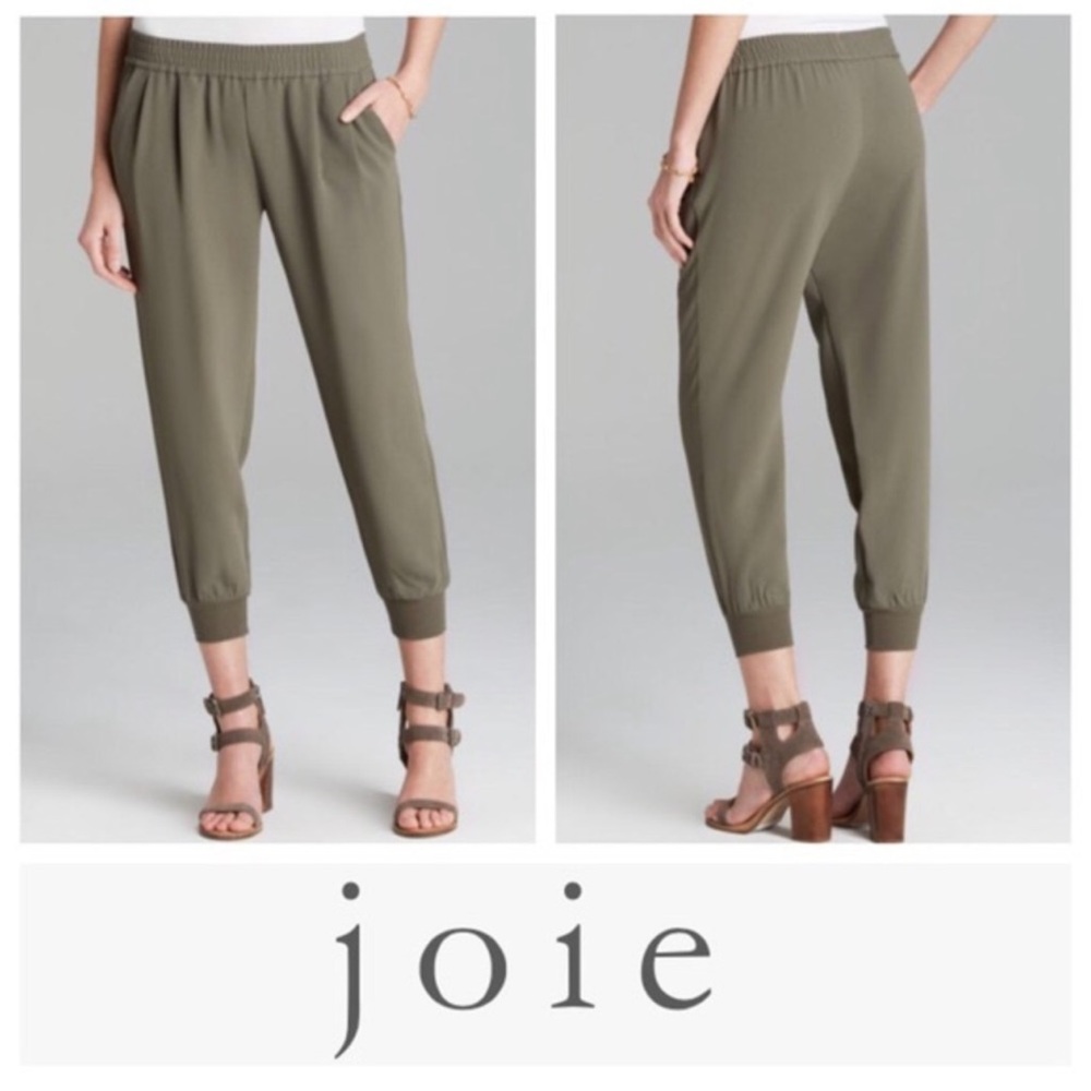 Joie Olive Green Mariner Crepe Joggers